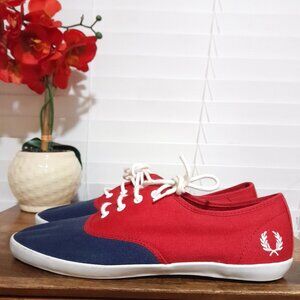 Vintage Fred Perry Red White Blue Canvas Shoes Men's 10.5 EU 44